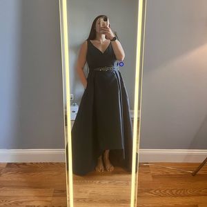 Adrianna Papell Navy high low gown with pockets size 16